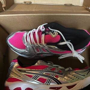 Asics Pink and Silver Running Shoes